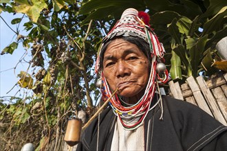 Traditionally dressed elderly woman from the Akha people