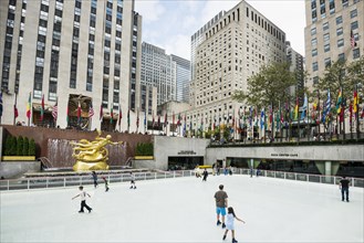 Ice skating rink in front of the Rockefeller Center
