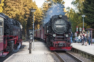 Two Brocken Railway steam trains tracks at Schierke Railway Station