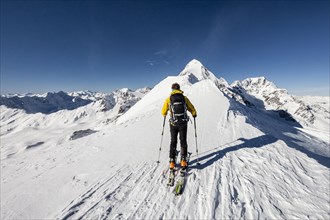 Ski tourer during the ascent of Mt Suldenspitze