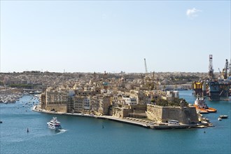 View of the historic centre of Senglea from Valletta