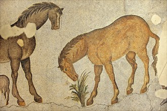6th century Byzantine Roman mosaic of horses