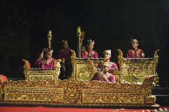 A gamelan orchestra playing