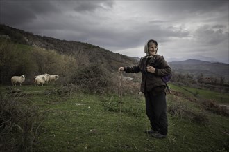 Herdswoman in the Elbasan mountains