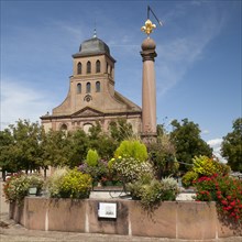 Fountain and church on Emile Muller place