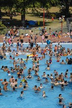 Visitors to the outdoor pool