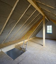 Ecologically sustainable insulation of a roof truss with hemp