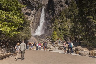 Tourists at Yosemite Falls