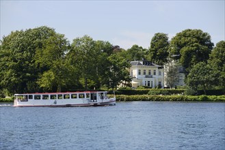 Alster river steamer on the Aussenalster or Outer Alster Lake