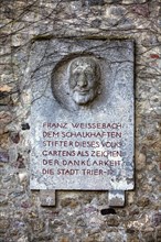 Memorial plaque for Peter Franz Weissebach
