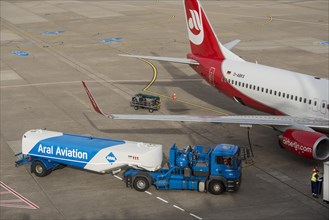Airberlin aircraft being fuelled by tanker