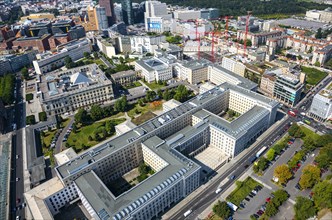 Top view of the centre of Berlin with the Federal Ministry of Finance at front