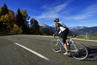 Cyclist riding along the Obersalzbergstrasse