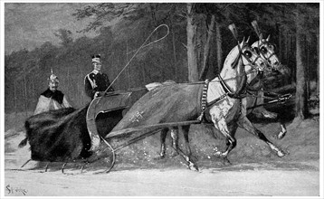 Kaiser Wilhelm II in a horse-drawn sledge