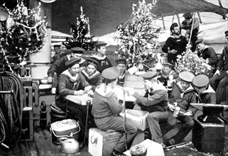 Christmas celebration on board the battleship Friedrich Carl