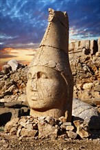 Broken statues around the tomb of Commagene King Antochius I on top of Mount Nemrut