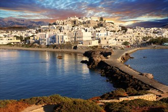 Naxos town at sunset