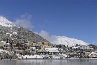 Snowy mountains and St. Moritz village