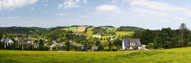 Landscape near the town of Thermalbad Wiesenbad as seen from Freiberger Strasse street