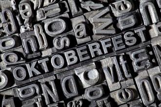 Old lead letters forming the word OKTOBERFEST