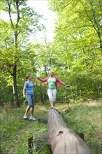 Women exercising on an outdoor fitness trail