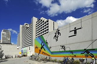 High-rise buildings and Olympic pictograms