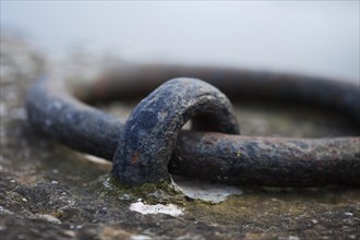 Closeup of a mooring ring on the side of Bridgwater Quay