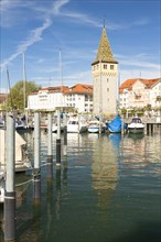 Port of Lindau on Lake Constance with Mangturm tower