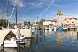 Port of Lindau on Lake Constance with Mangturm tower