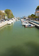 Boats moored in Riccione harbour