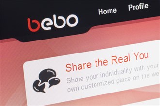 Screenshot of the Bebo homepage