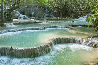 Pool and waterfall in the Tat Kuang Si waterfall system near Luang Prabang in Laos