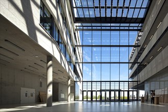Multi-storey glazed hall of the HafenCity Universität Hamburg university