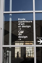 Lettering on a glass facade