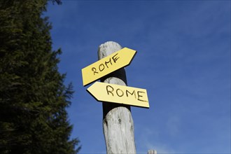 Two direction signs to Rome