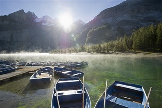 Boats and morning fog