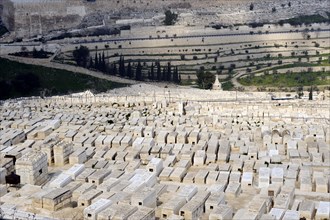 View from the Mount of Olives over the tombs of the Jewish cemetery