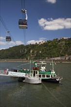 The Ropeway and a jetty on the Rhine river