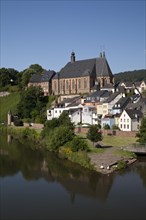 View of Saarburg with parish church of St. Laurentius