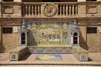 Tiled image and map of Barcelona in the Plaza de Espana