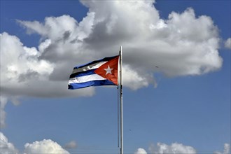 The Cuban flag blowing in the wind