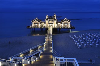 Illuminated pier at the Baltic Sea resort of Sellin