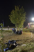 The wreckage of a Peugeot after fatally crashing into a tree