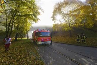Final fire service drill of the young Stuttgart firefighters in autumn