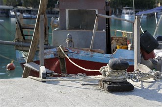 An old fishing boat in the harbor