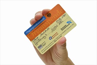 Hand holding a filled-out organ donor card