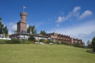 Bismarck Tower on Vogelsberg hill with the Ostseeblick Hotel