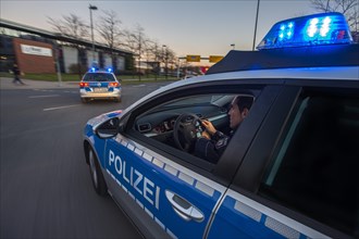 Police patrol car in an emergency operation