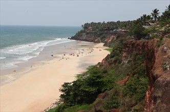 View from above onto Varkala Beach