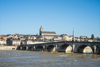 Town of Blois and Cathédrale Saint-Louis on the Loire River